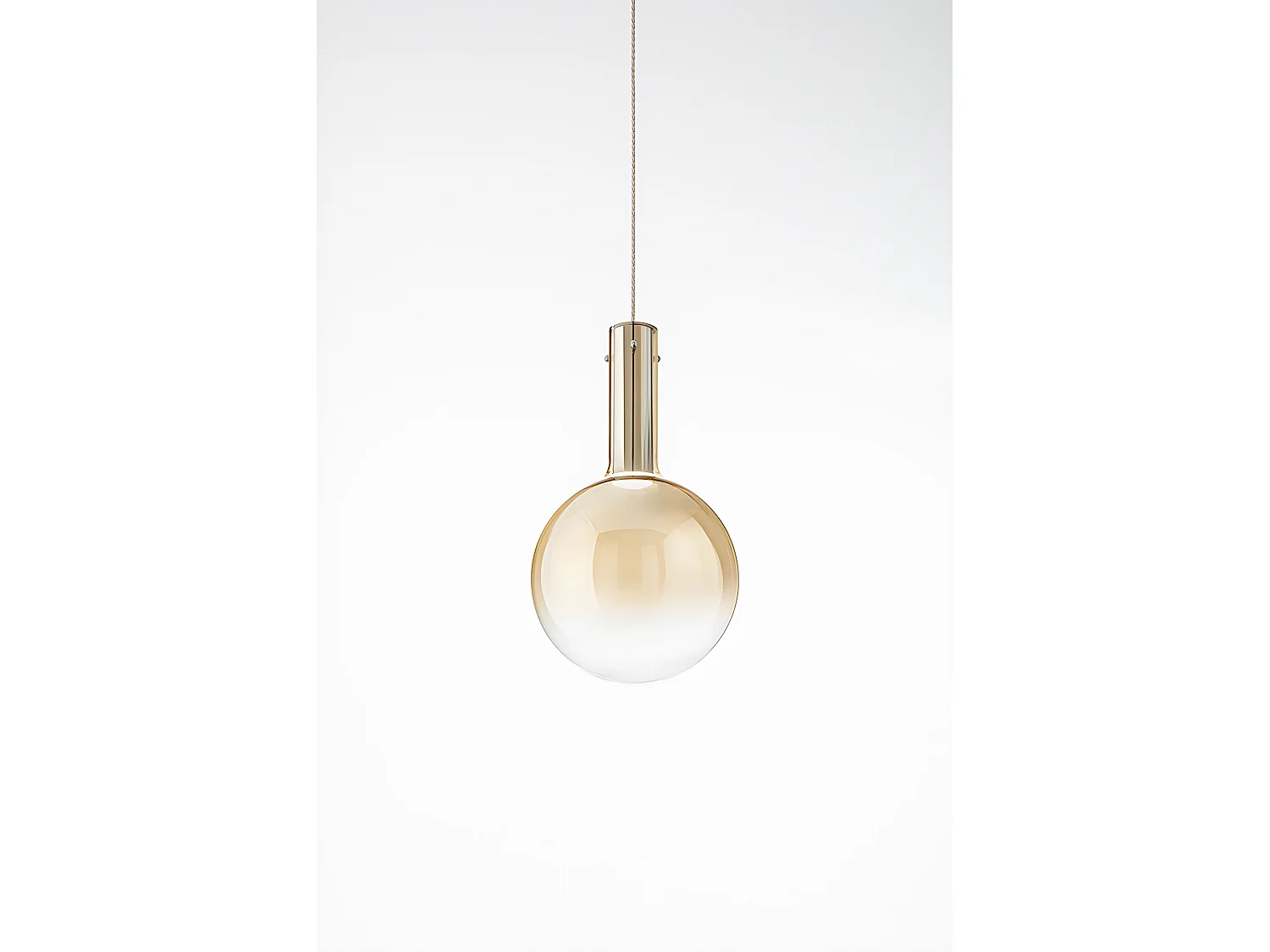 7W LED Pendant Lamp in Amber Borosilicate Glass, Chrome Frame, Warm Light 3000K, Size 25x43 cm - Perenz