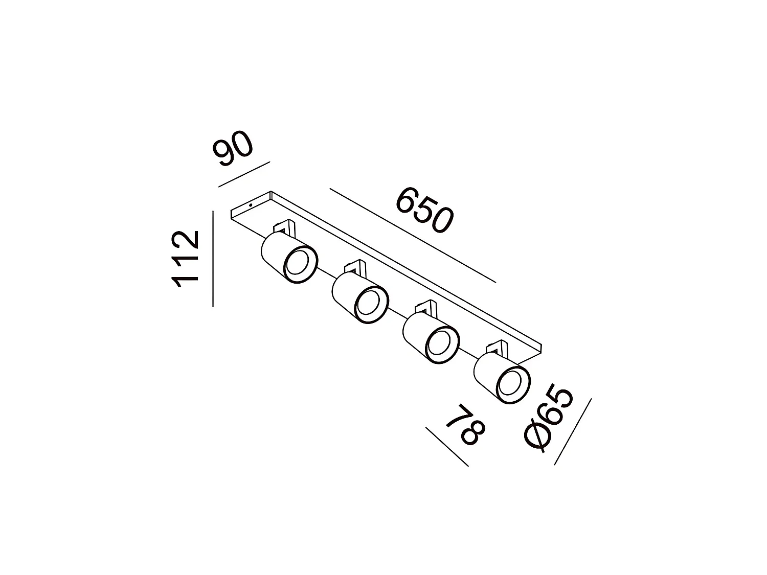 Modo 4-lichts plafondspot, gegoten aluminium structuur, geborsteld aluminium, GU10 fitting, modern en verfijnd design.
