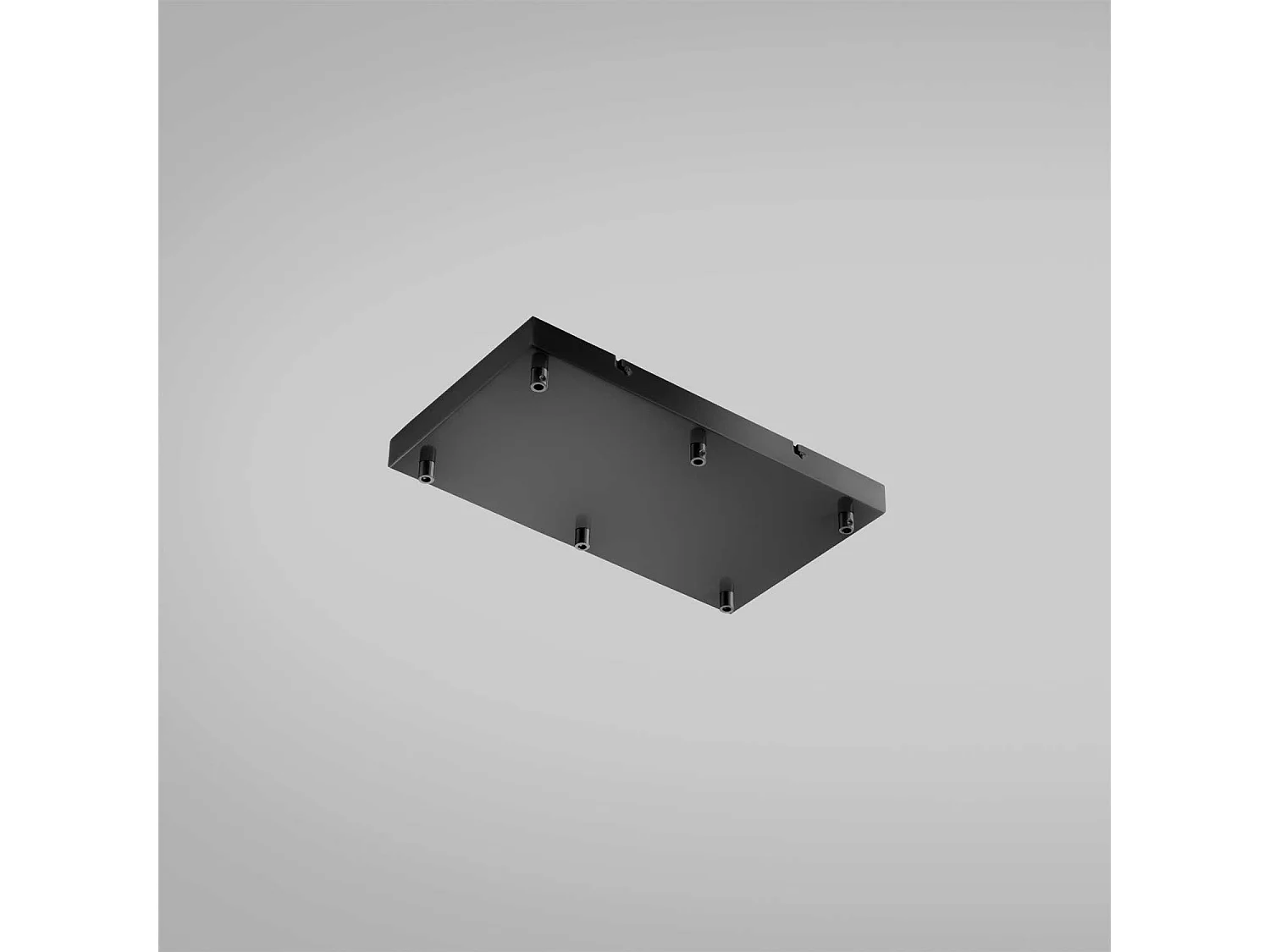 Florón de techo rectangular Ofelia Mini BR/6 - Base para lámpara colgante con 6 orificios, acabado negro mate, clasificación IP20 - Gealuce