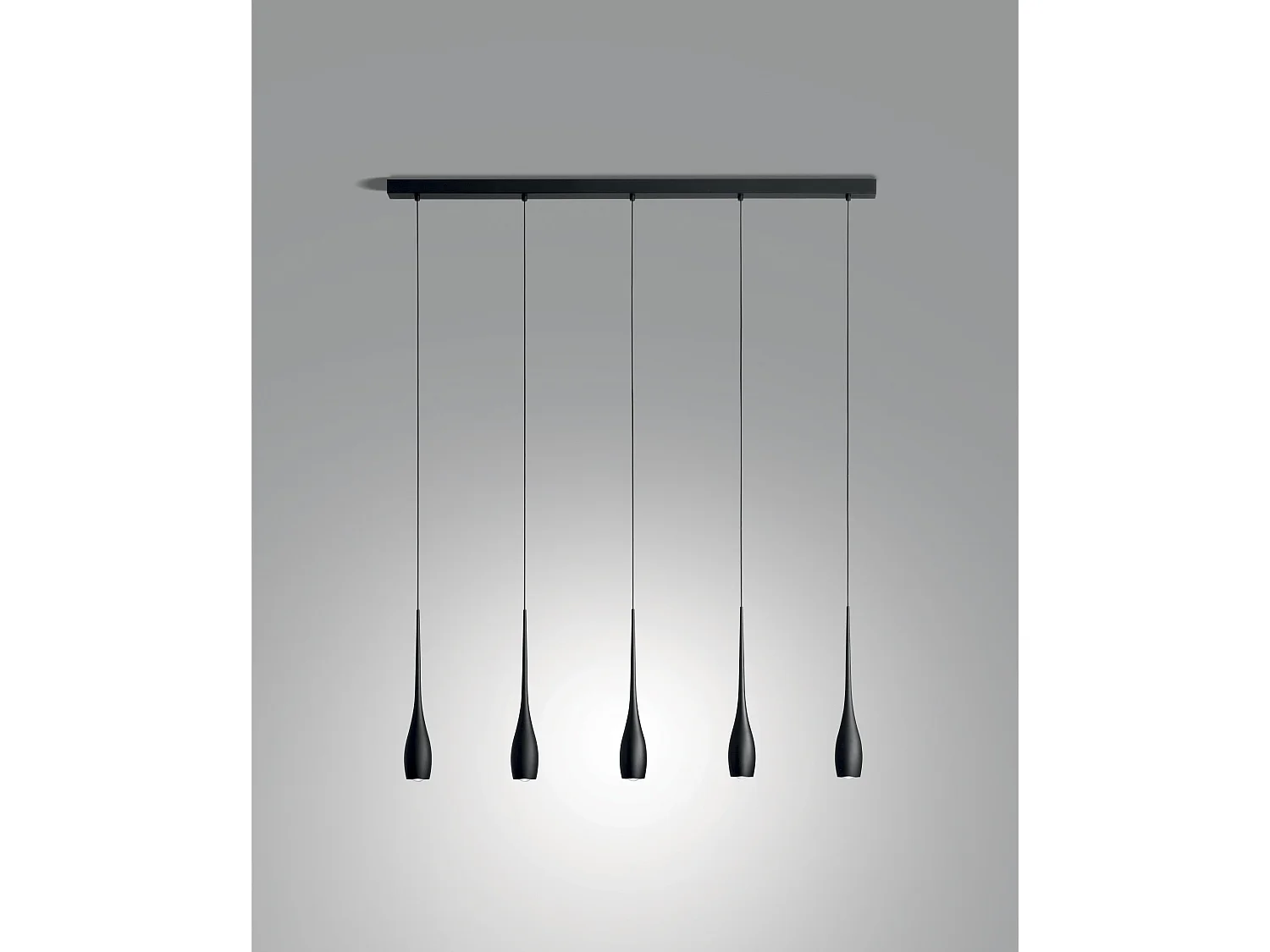 Hanglamp zwart, 5x 7,5W geïntegreerde LED 3270lm 3000K, dimbaar, faseafsnijding, metalen frame - modern design