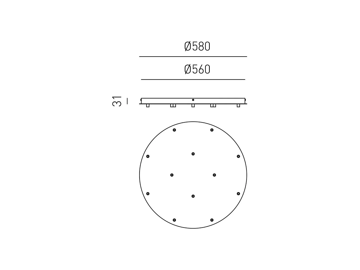 Ofelia Mini B T/12 Runde Deckenrosette – Pendelleuchtenfassung mit 12 Löchern, mattweiße Oberfläche, Schutzart IP20 – Gealuce