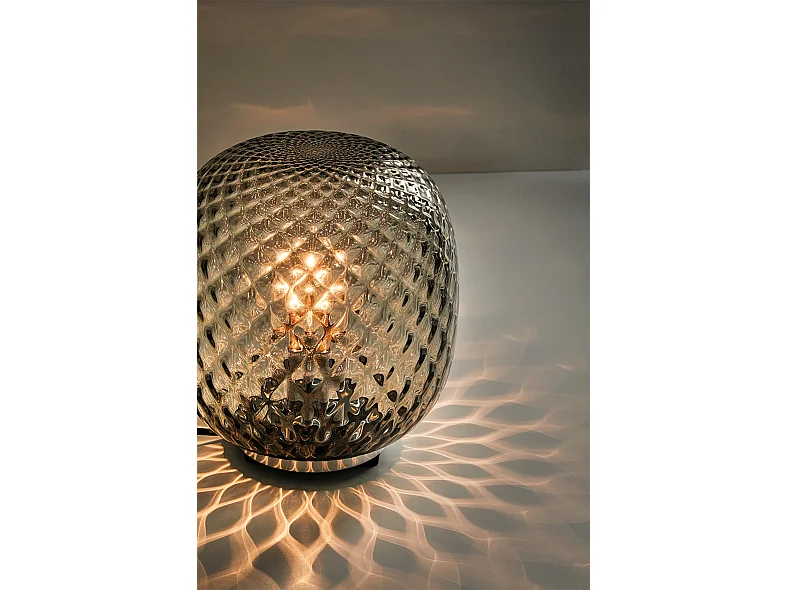 Plafonnier Oban Chromé Avec Verre Soufflé Balloton Effet Bronze - Plafonnier E27 75W - Groupe Rossini