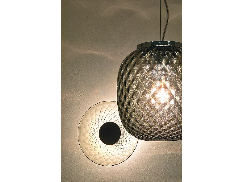 Plafonnier Oban Chromé Avec Verre Soufflé Balloton Effet Bronze - Plafonnier E27 75W - Groupe Rossini