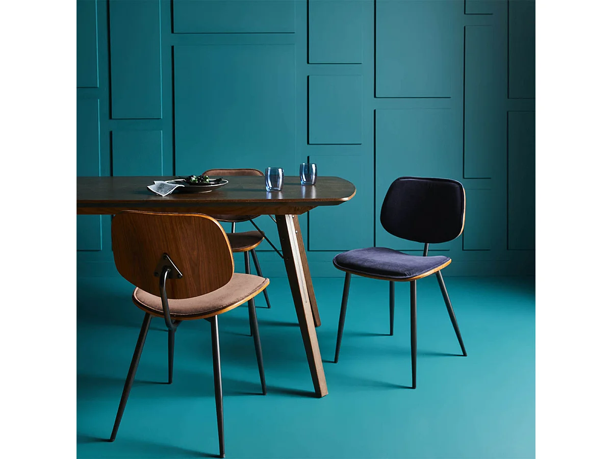 Set van 2 fluwelen stoelen met houten afwerking - Olympia