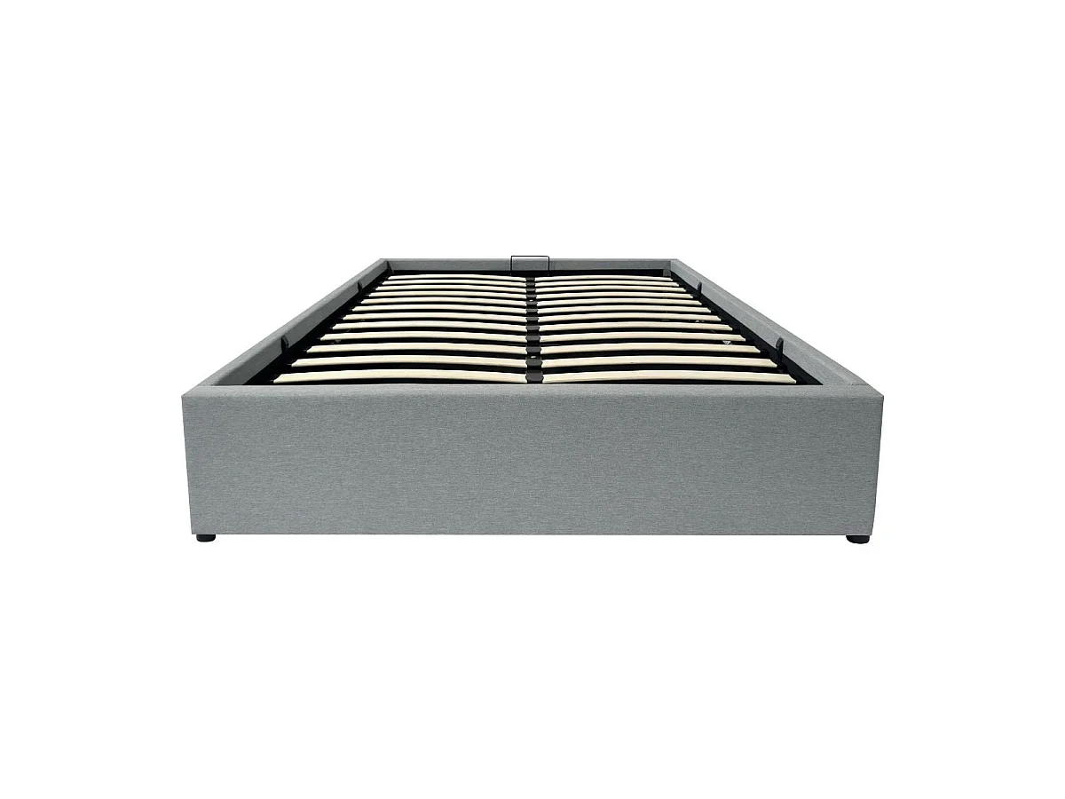 Lit coffre 140x190 cm en tissu gris - ALBA