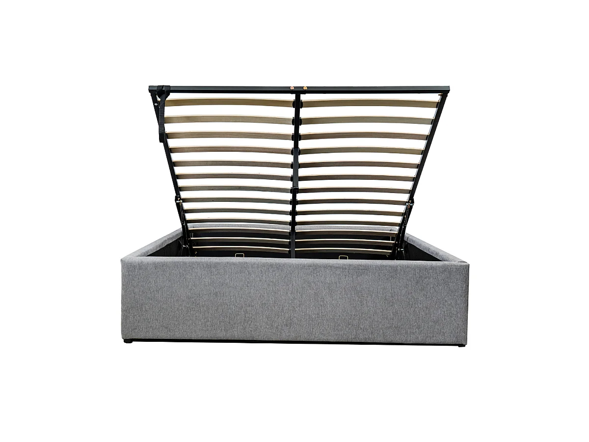 Lit coffre 140x190 cm en tissu gris - ALBA