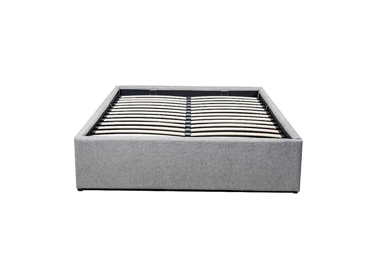 Lit coffre 140x190 cm en tissu gris - ALBA