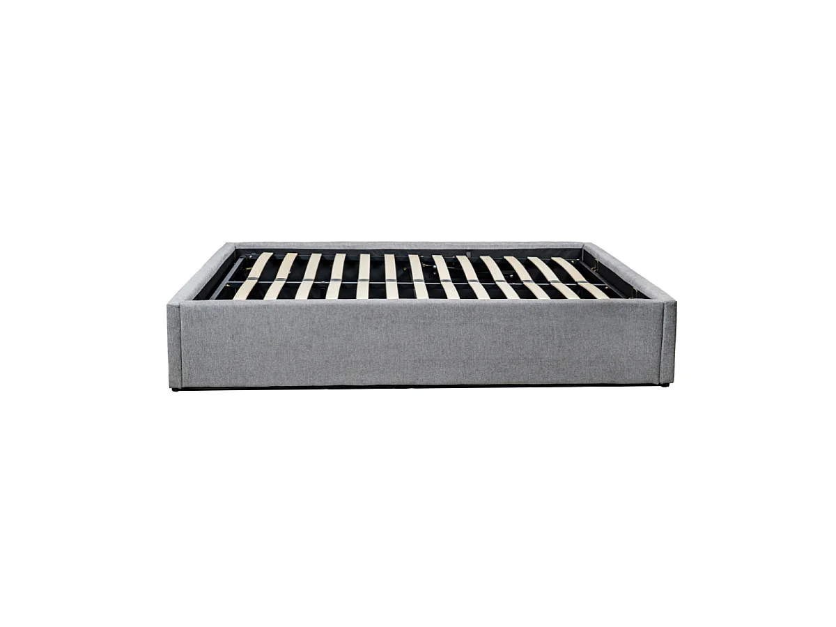 Lit coffre 140x190 cm en tissu gris - ALBA