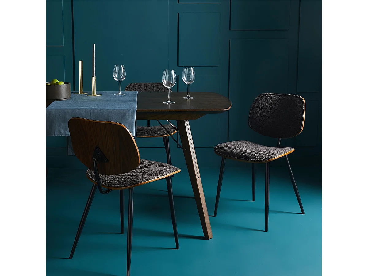 Lot de 2 Chaises en Tissu Gris / Brun - Olympia