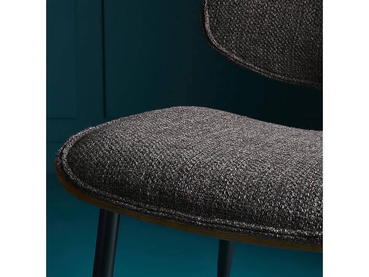 Lot de 2 Chaises en Tissu Gris / Brun - Olympia