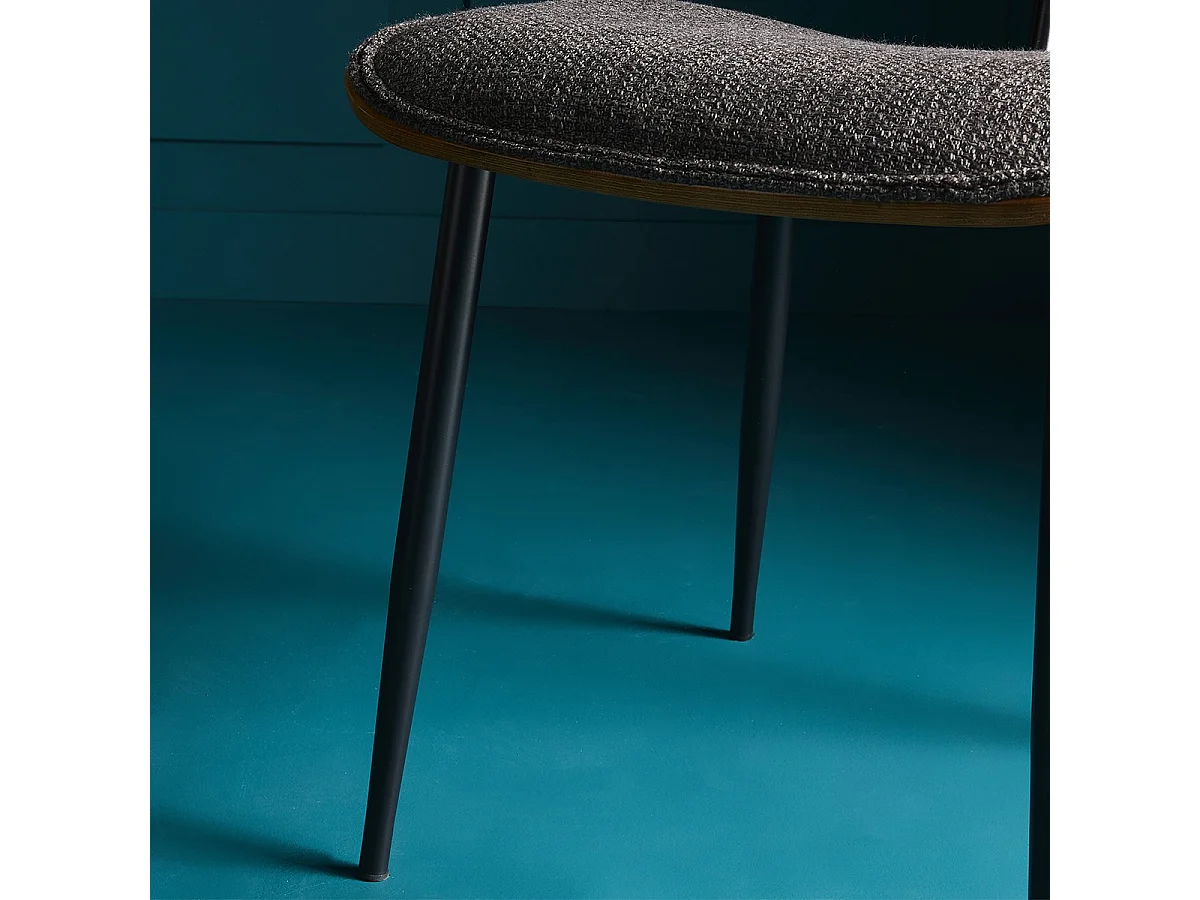 Lot de 2 Chaises en Tissu Gris / Brun - Olympia