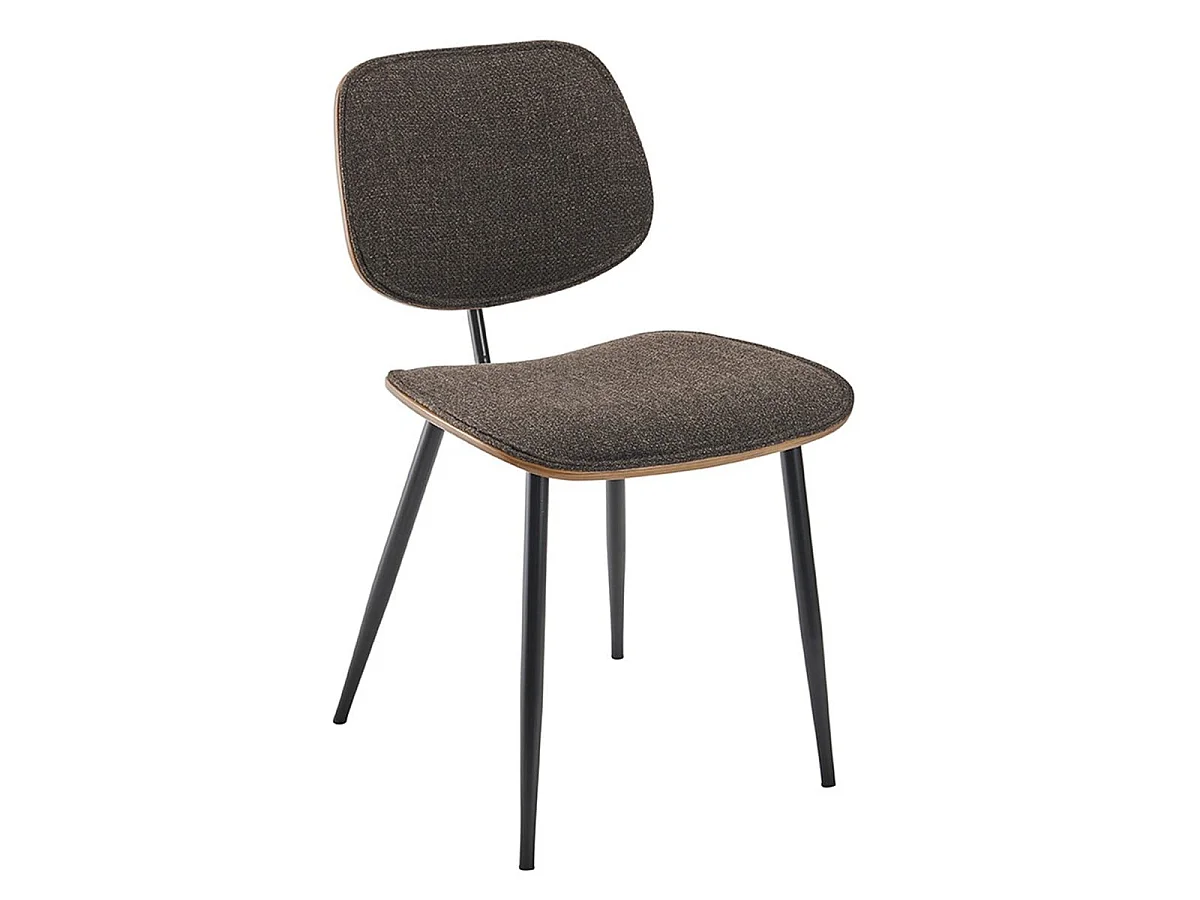 Lot de 2 Chaises en Tissu Gris / Brun - Olympia