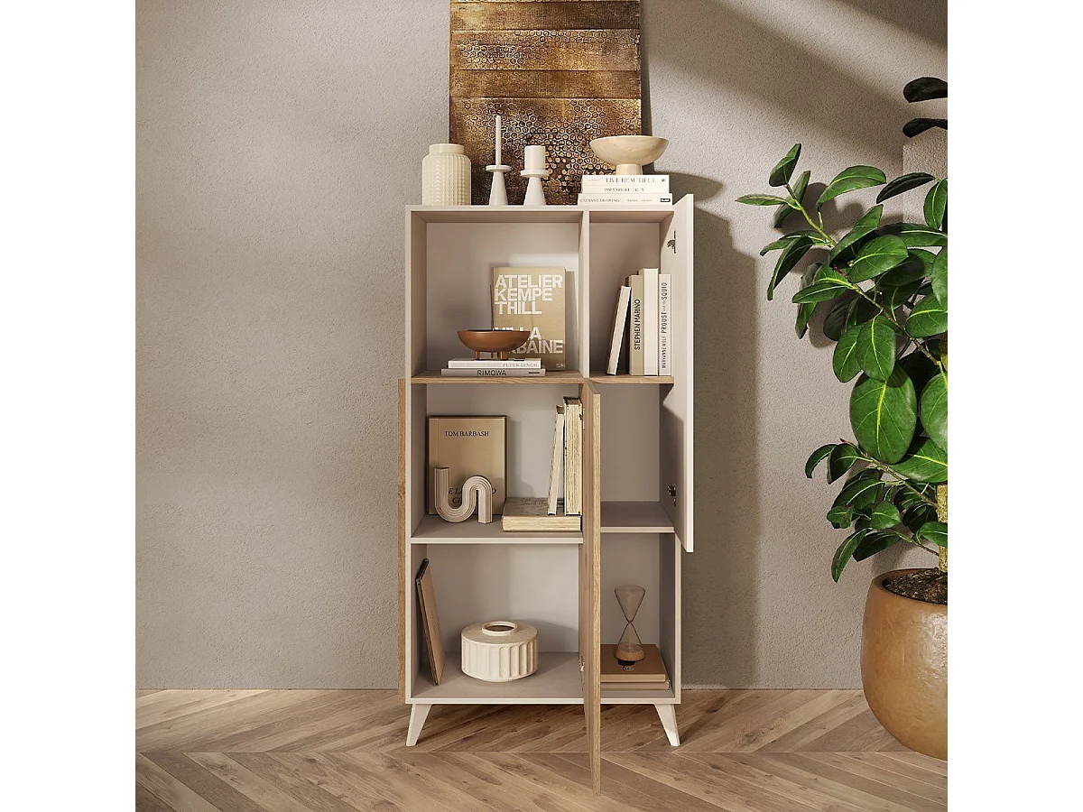 Credenza 2 ante, 2 nicchie e 2 ripiani L80 cm - MALA