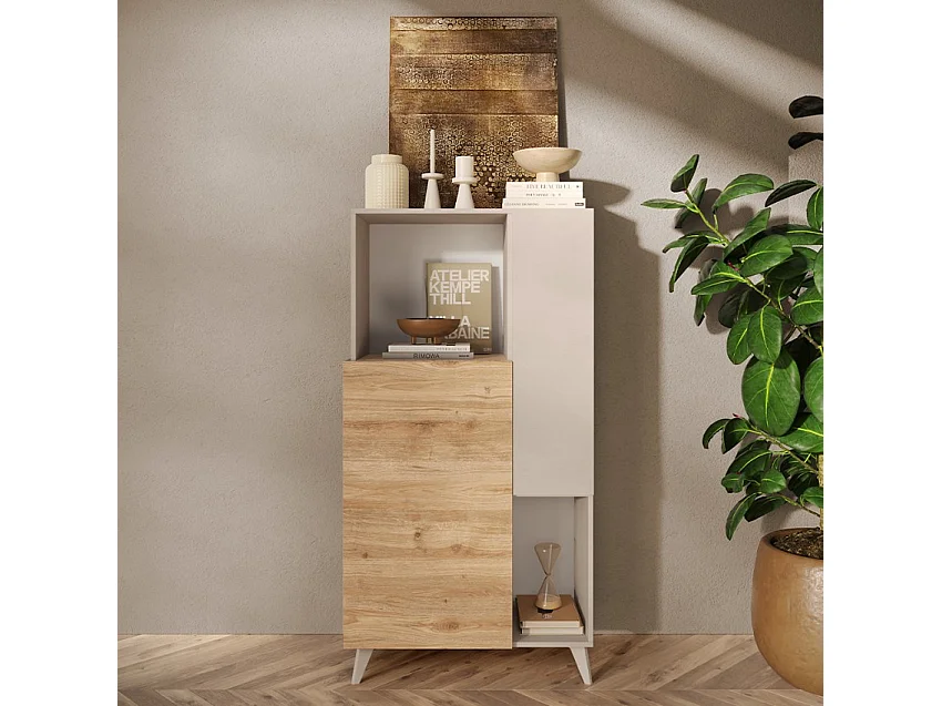 Credenza 2 ante, 2 nicchie e 2 ripiani L80 cm - MALA