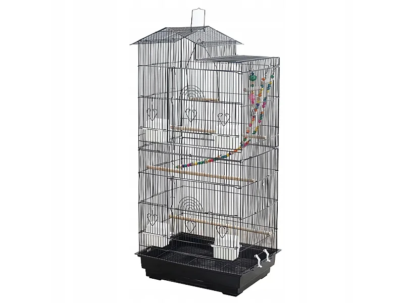 Grande cage à oiseaux avec roulettes, 158 cm – volière métallique Narvas pour perroquets