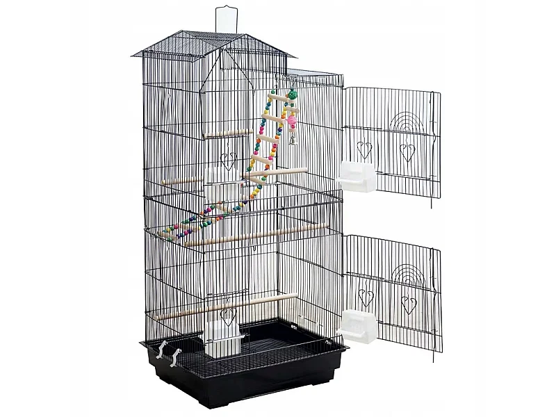 Grande cage à oiseaux avec roulettes, 158 cm – volière métallique Narvas pour perroquets