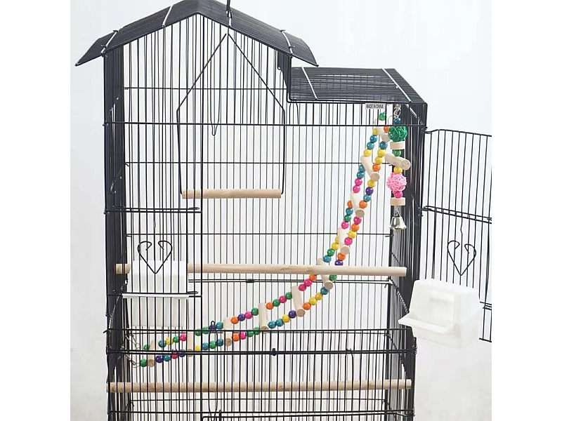 Grande cage à oiseaux avec roulettes, 158 cm – volière métallique Narvas pour perroquets