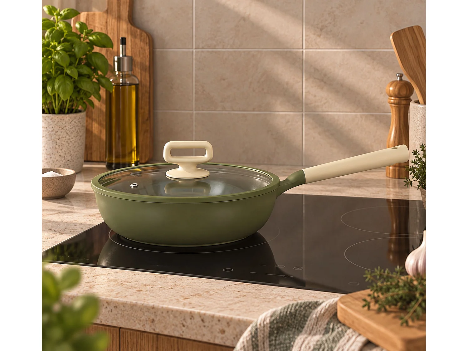 Menastyl - Sauteuse Anna 28cm En Fonte Aluminium Vert