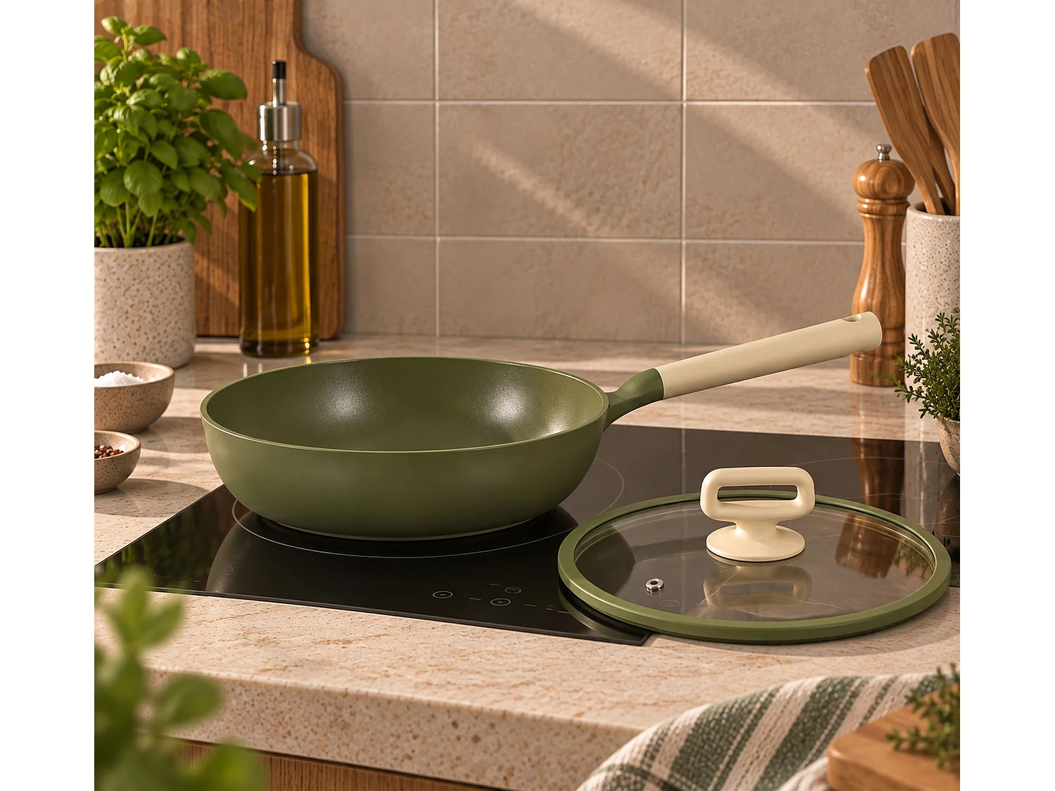 Menastyl - Sauteuse Anna 28cm En Fonte Aluminium Vert