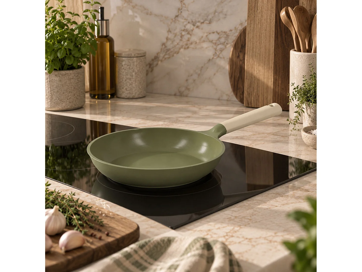 Menastyl - Poele Anna 28cm En Fonte Aluminium Vert