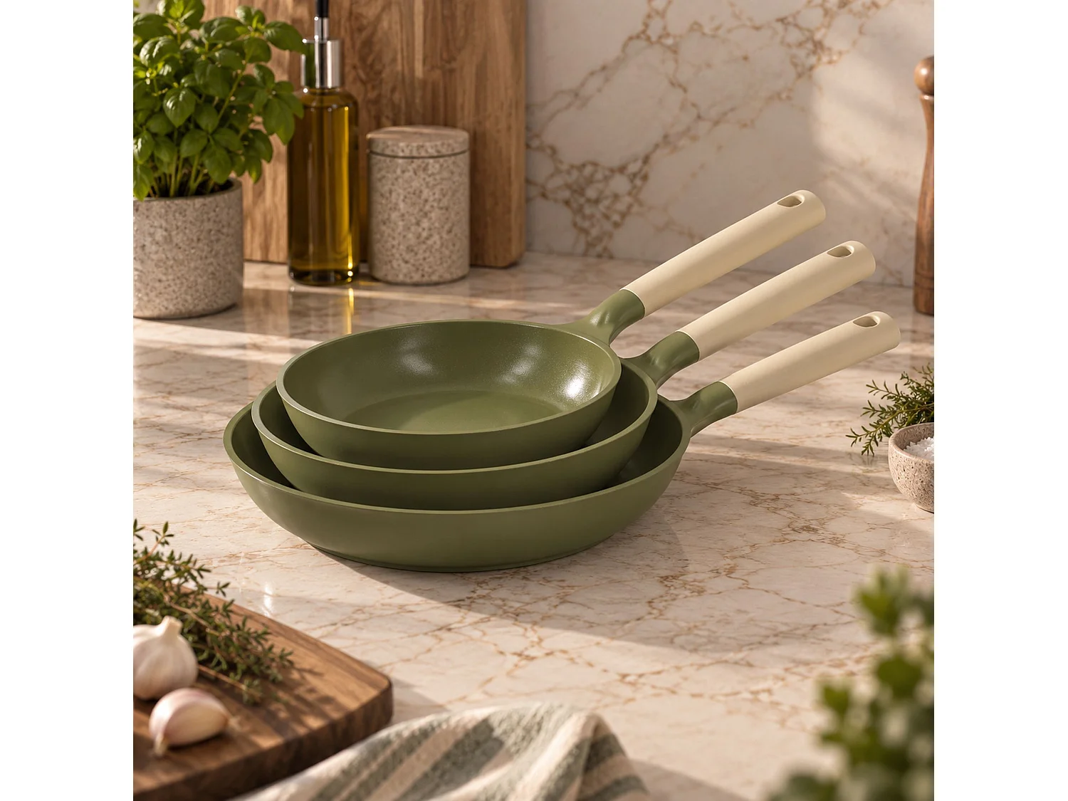 Menastyl - Poele Anna 28cm En Fonte Aluminium Vert