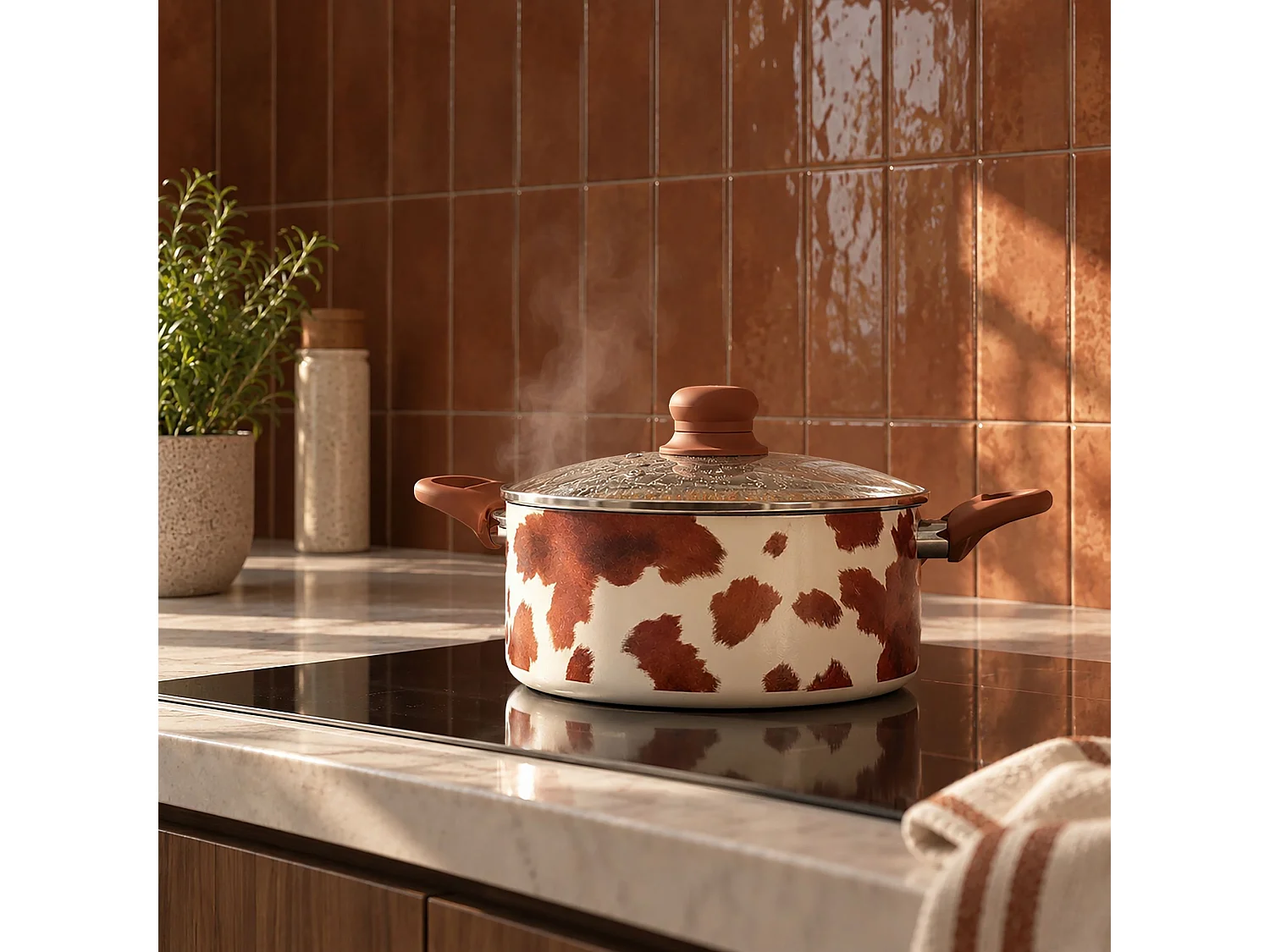 Menastyl - Faitout Vache 24cm En Aluminium Revêtement Céramique Induction