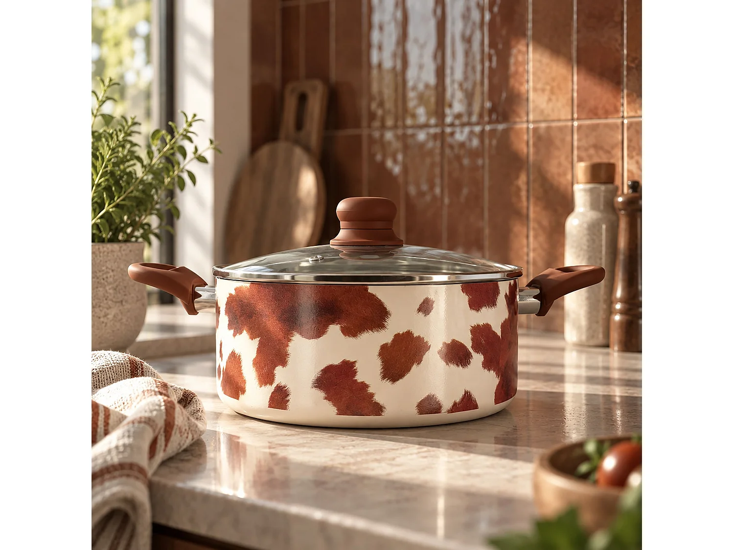 Menastyl - Faitout Vache 24cm En Aluminium Revêtement Céramique Induction