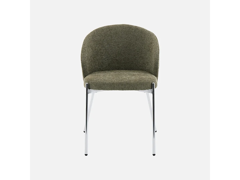 Silla de madera de álamo teñida de nogal, acero y tejido texturizado,