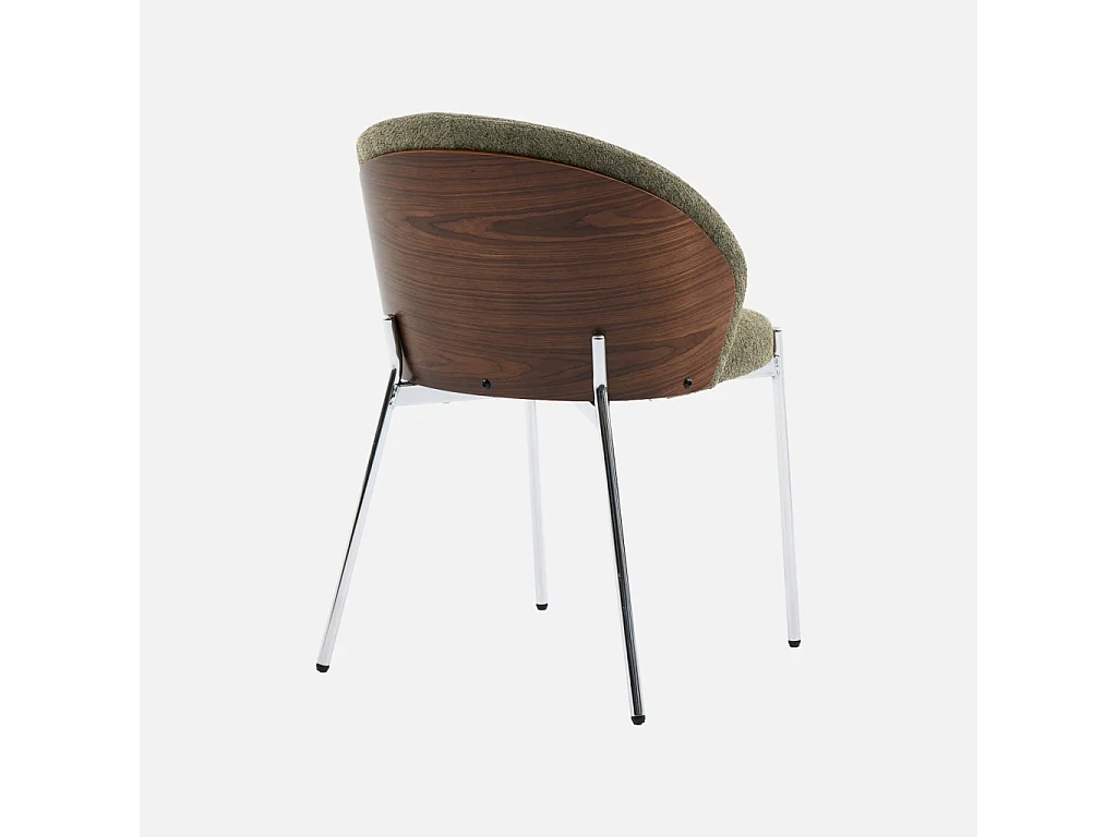 Silla de madera de álamo teñida de nogal, acero y tejido texturizado,