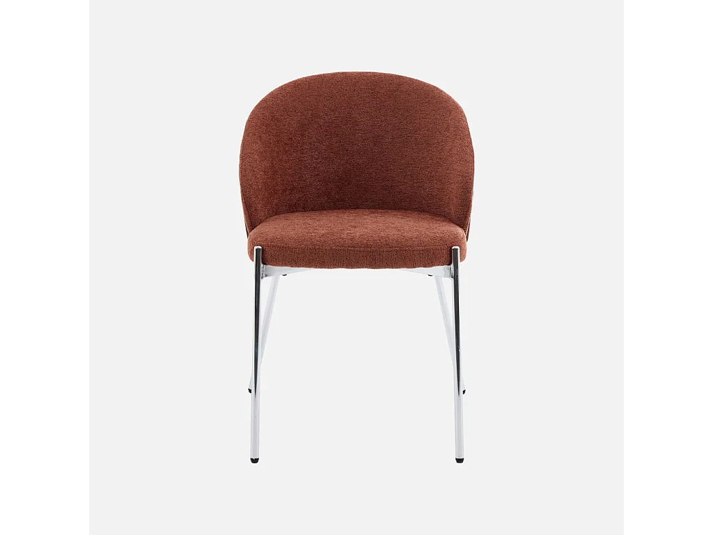 Silla de madera de álamo teñida de nogal, acero y tejido texturizado,