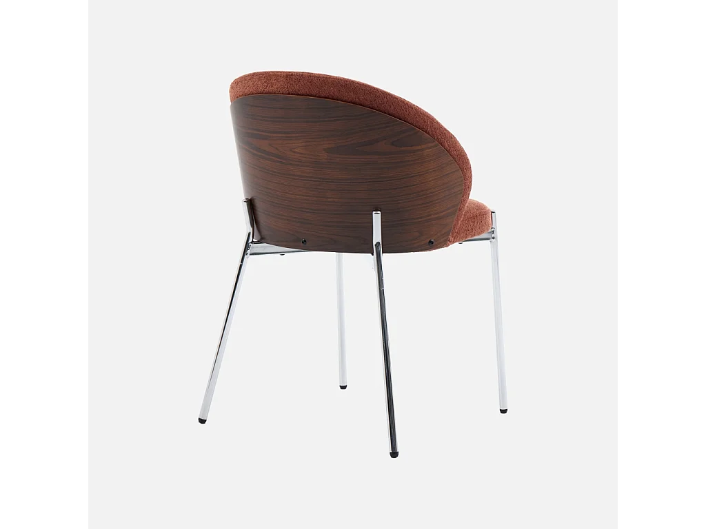 Silla de madera de álamo teñida de nogal, acero y tejido texturizado,