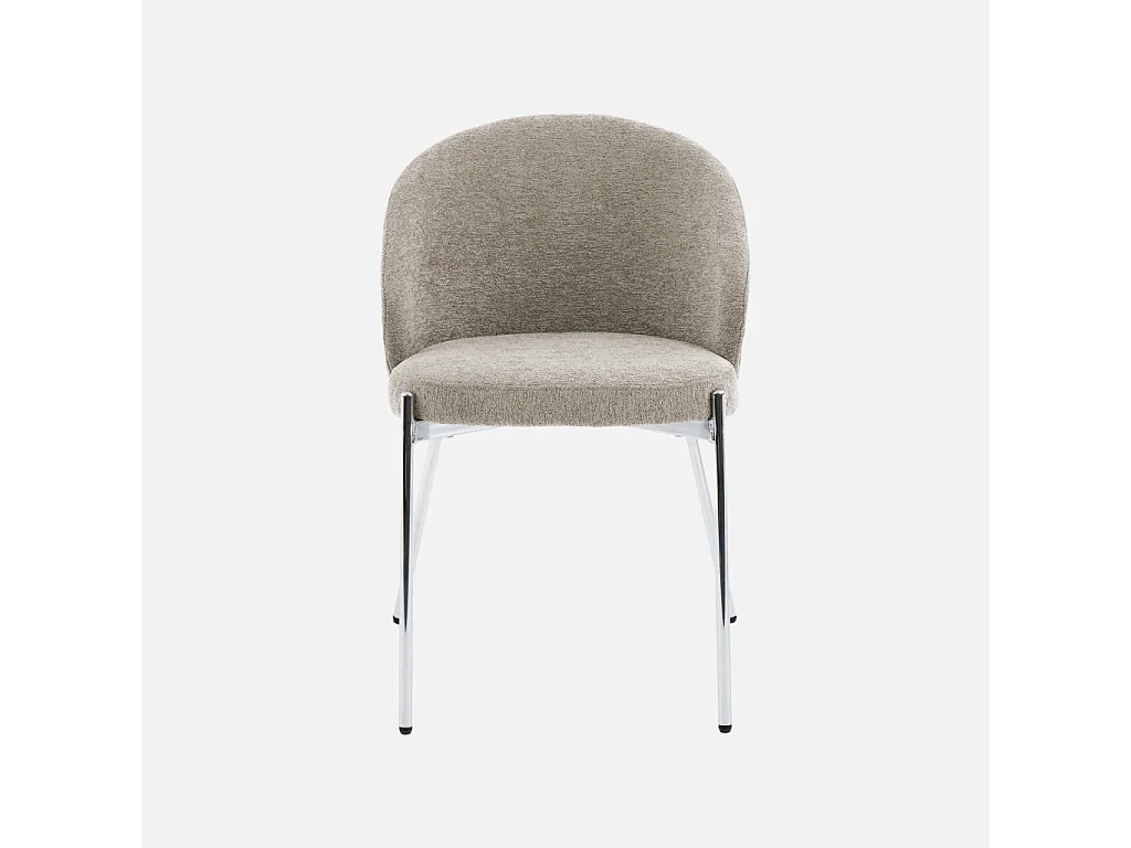 Silla de madera de álamo teñida de nogal, acero y tejido texturizado,