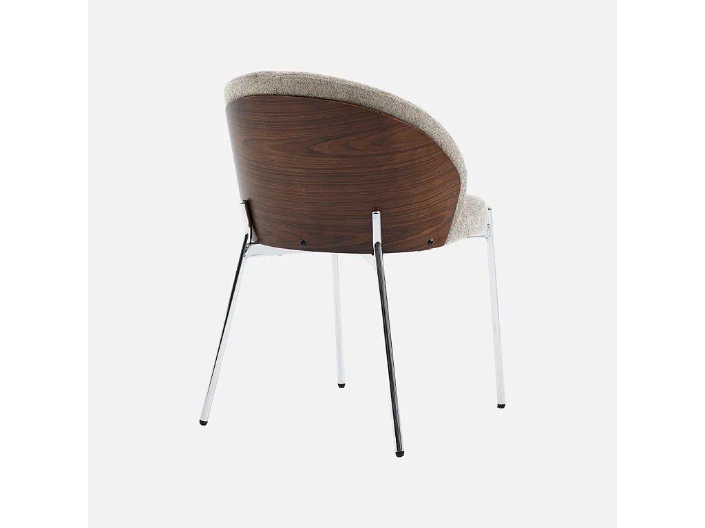 Silla de madera de álamo teñida de nogal, acero y tejido texturizado,