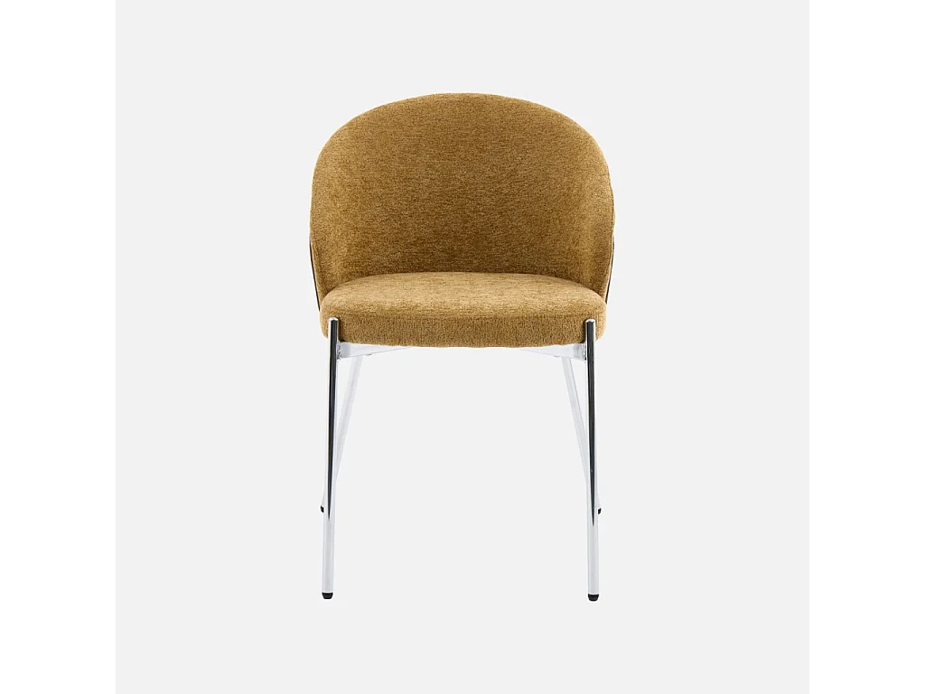 Silla de madera de álamo teñida de nogal, acero y tejido texturizado,
