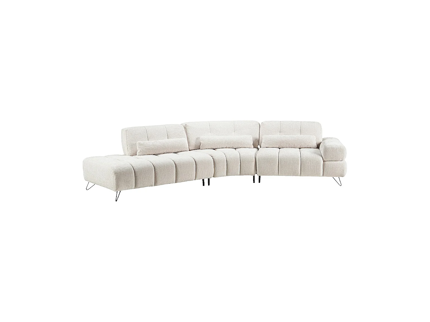 Habitat - Canapé d'angle gauche en tissu texturé avec dossier avance-recule - Beige - Livea