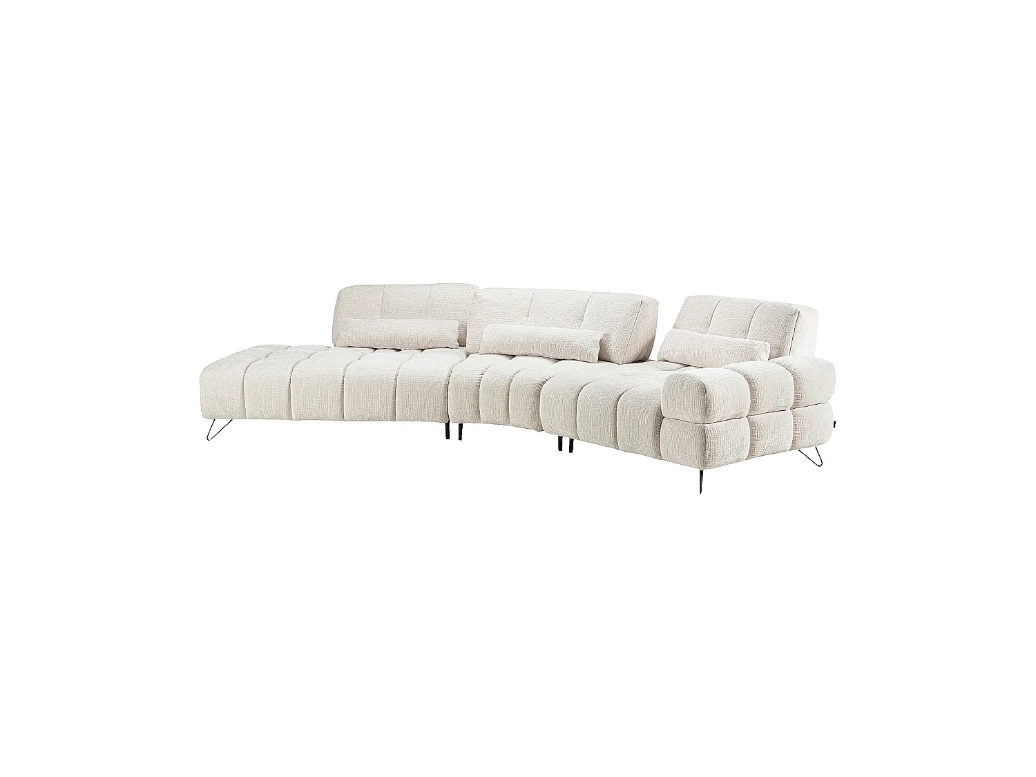 Habitat - Canapé d'angle gauche en tissu texturé avec dossier avance-recule - Beige - Livea
