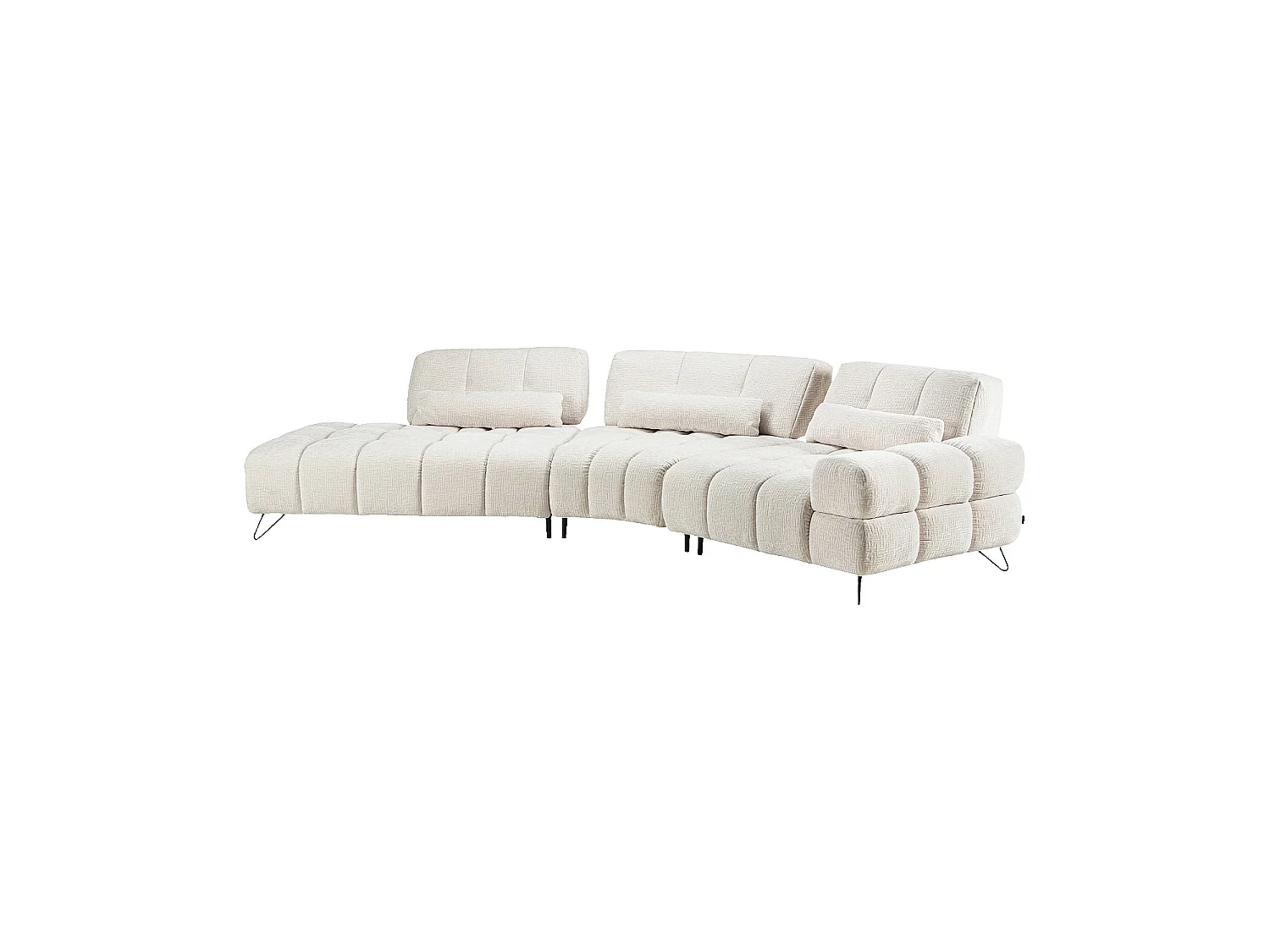 Habitat - Canapé d'angle gauche en tissu texturé avec dossier avance-recule - Beige - Livea