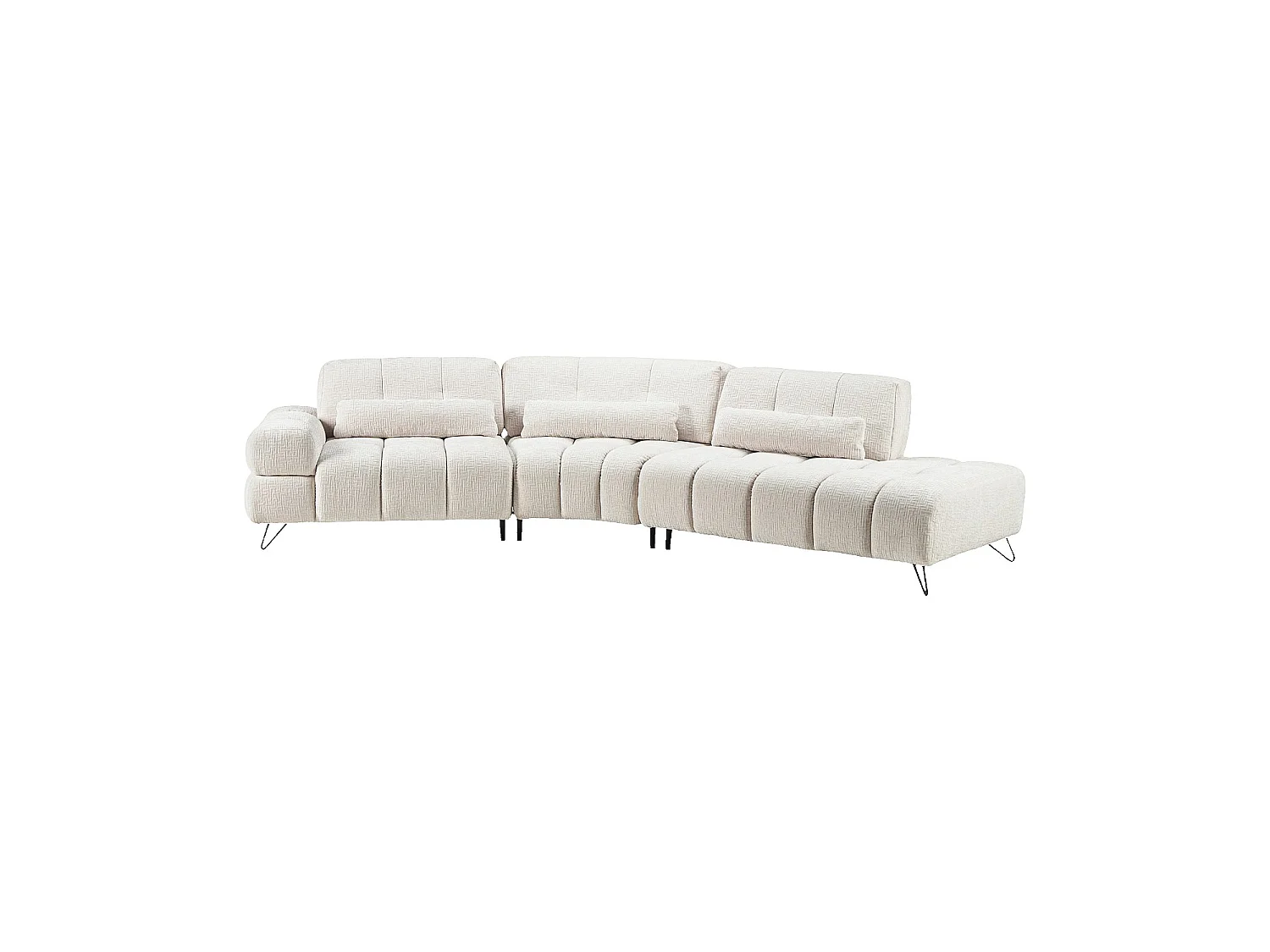 Habitat - Canapé d'angle droit en tissu texturé avec dossier avance-recule - Beige - Livea