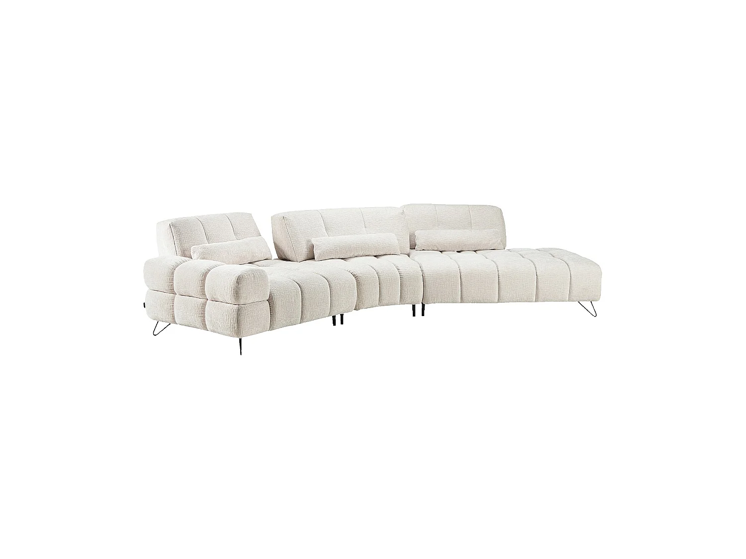 Habitat - Canapé d'angle droit en tissu texturé avec dossier avance-recule - Beige - Livea