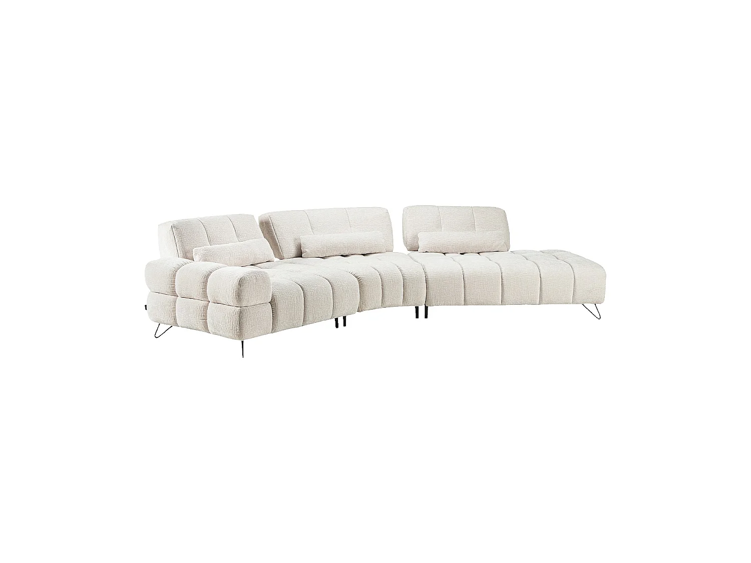 Habitat - Canapé d'angle droit en tissu texturé avec dossier avance-recule - Beige - Livea