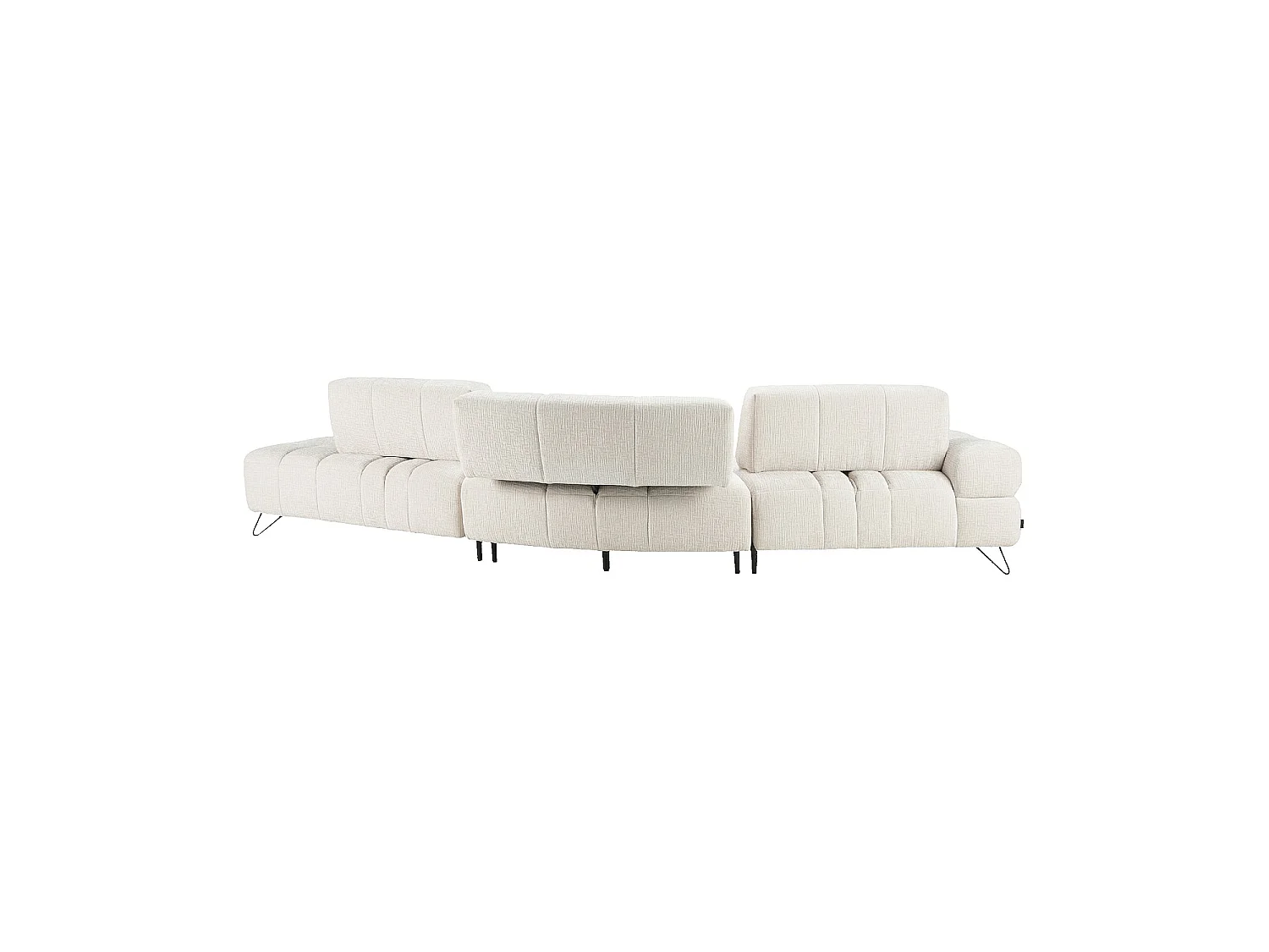 Habitat - Canapé d'angle droit en tissu texturé avec dossier avance-recule - Beige - Livea