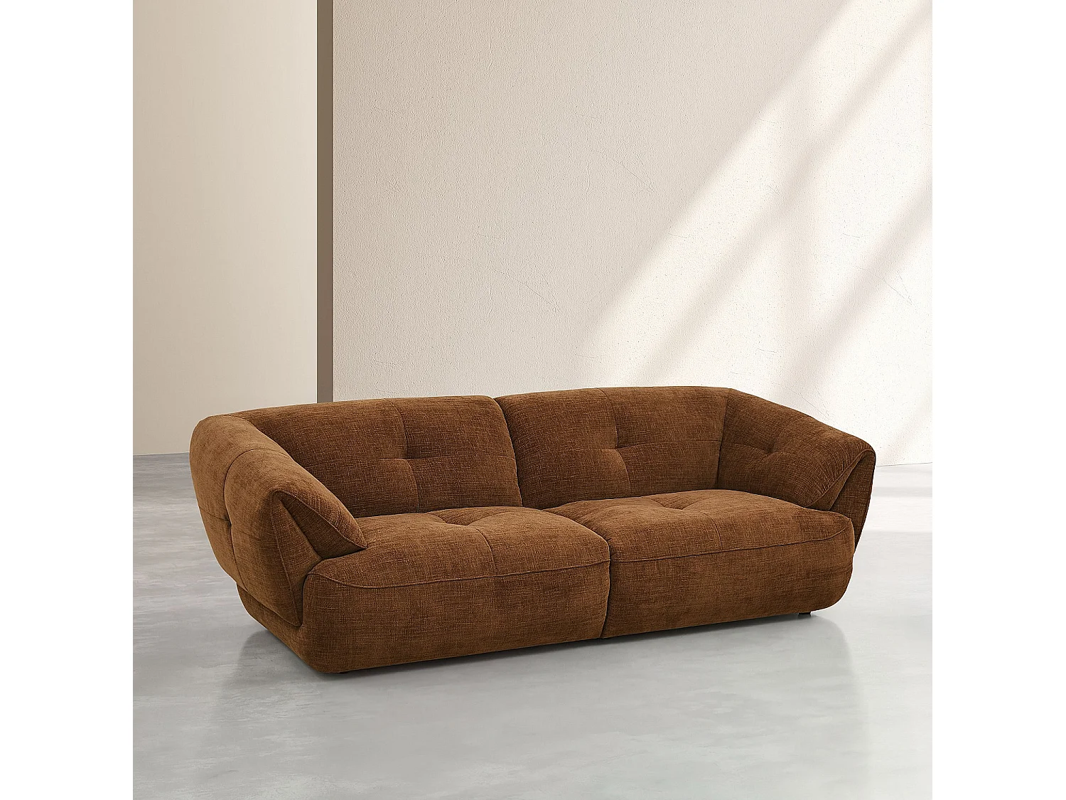 Habitat - Canapé 3 places en tissu - Marron chocolat - Cyriel