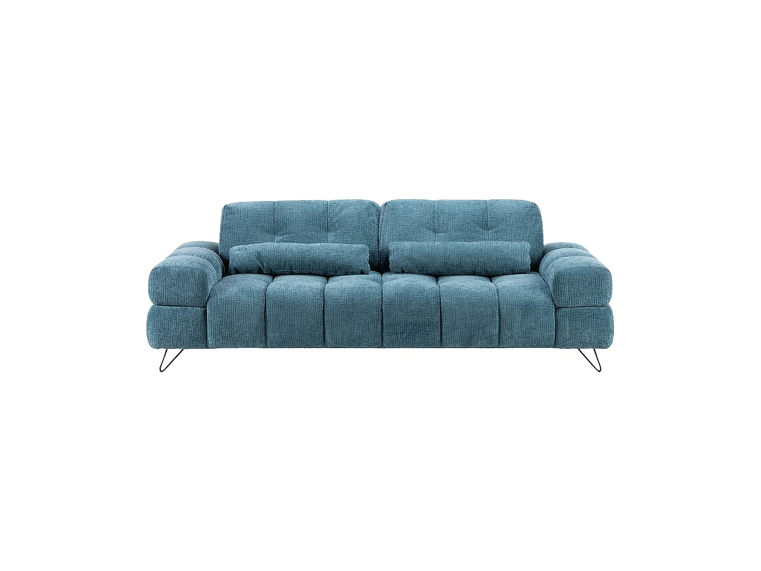 Habitat - Canapé 3 places en tissu texturé avec dossier avance-recule - Bleu canard - Livea