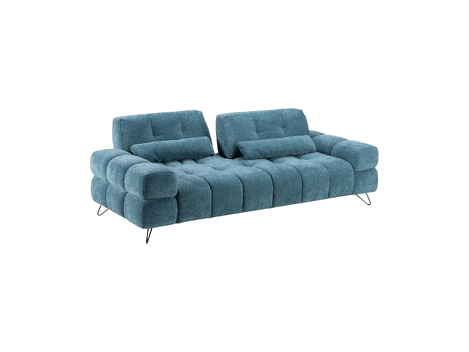 Habitat - Canapé 3 places en tissu texturé avec dossier avance-recule - Bleu canard - Livea