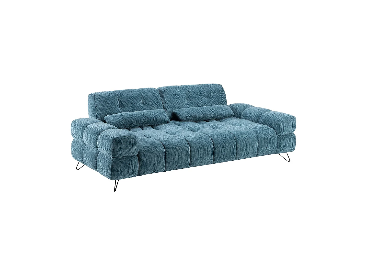 Habitat - Canapé 2 places en tissu texturé avec dossier avance-recule - Bleu canard - Livea