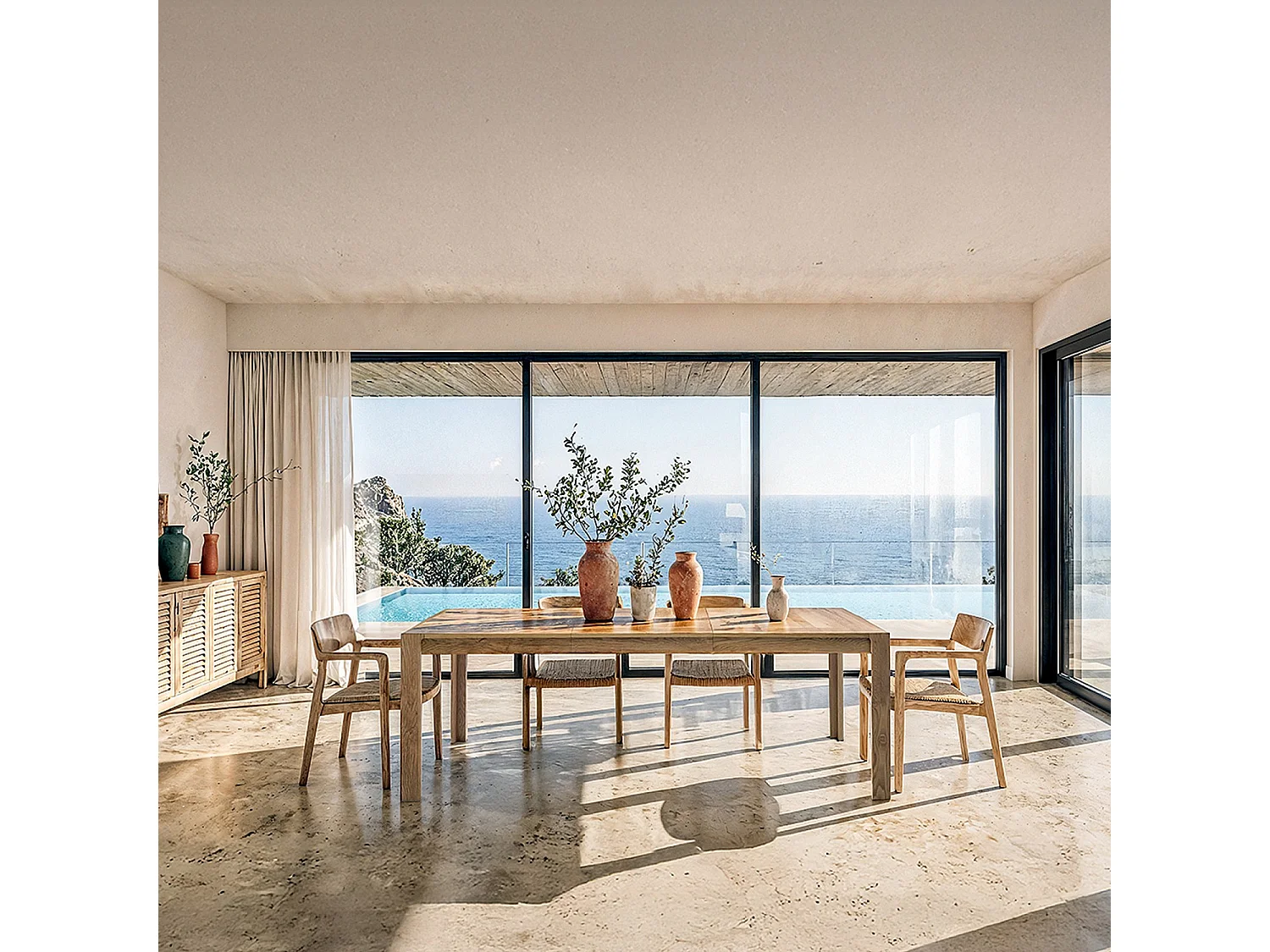 Habitat - Table à manger rectangulaire extensible en chêne - 6 à 8 couverts - Naturel - Design by Hélèna Pille - Ivoine