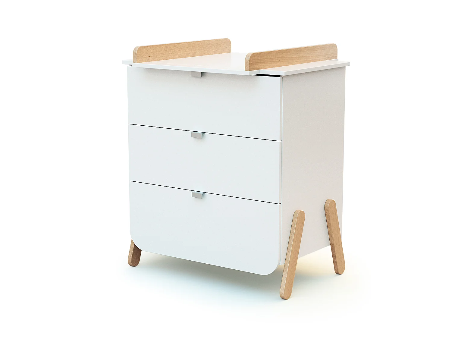 Commode met 3 laden PIRATE in hout Wit en Beuken