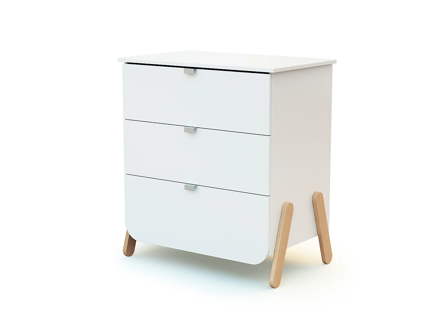 Commode met 3 laden PIRATE in hout Wit en Beuken