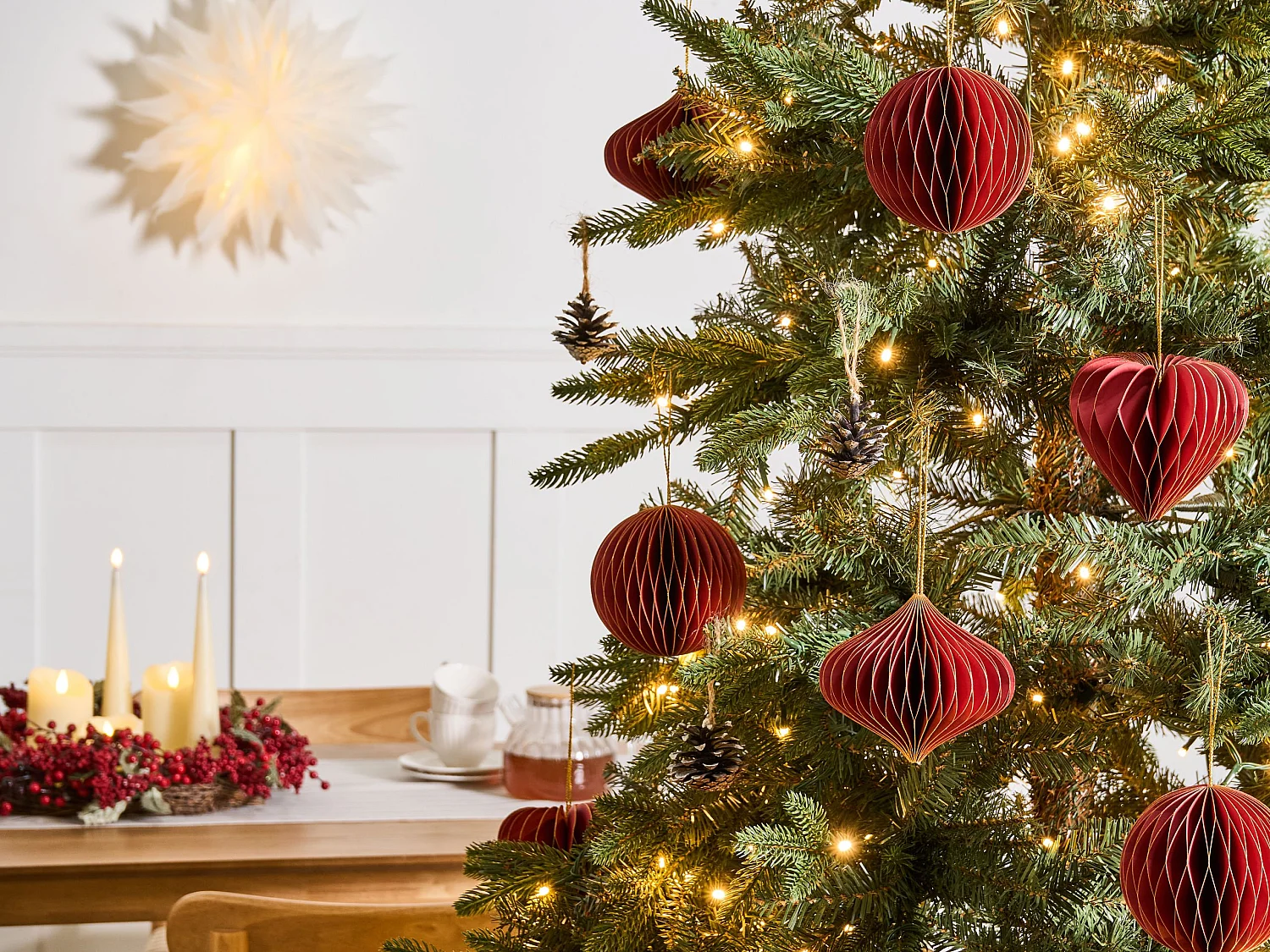 Lot de 18 décorations pour sapin de Noël SUSA Papier Rouge