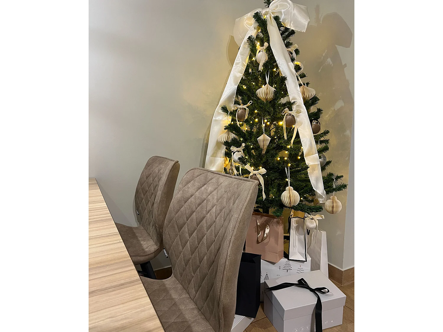 Lot de 20 décorations pour sapin de Noël JOLSTRA Papier Beige
